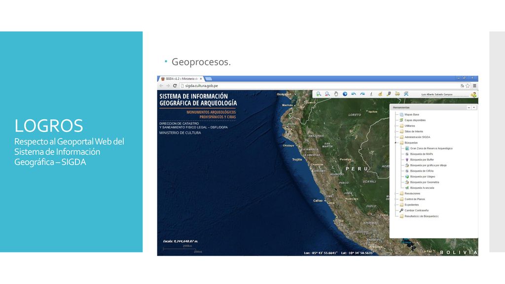 Geoprocesos. LOGROS Respecto al Geoportal Web del Sistema de Información Geográfica – SIGDA