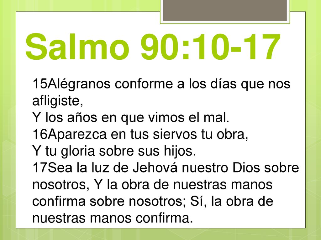 Salmo 90: Alégranos conforme a los días que nos afligiste,