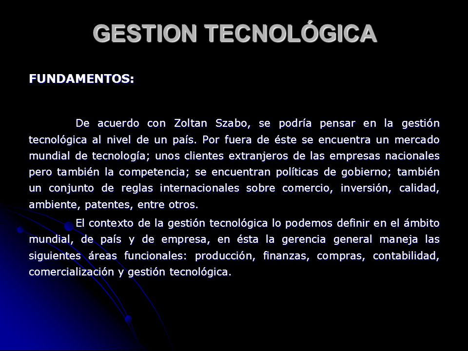 GESTION TECNOLÓGICA FUNDAMENTOS: