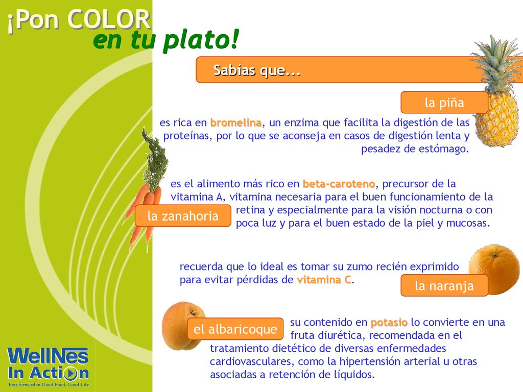 Sabías que... la piña la zanahoria la naranja el albaricoque