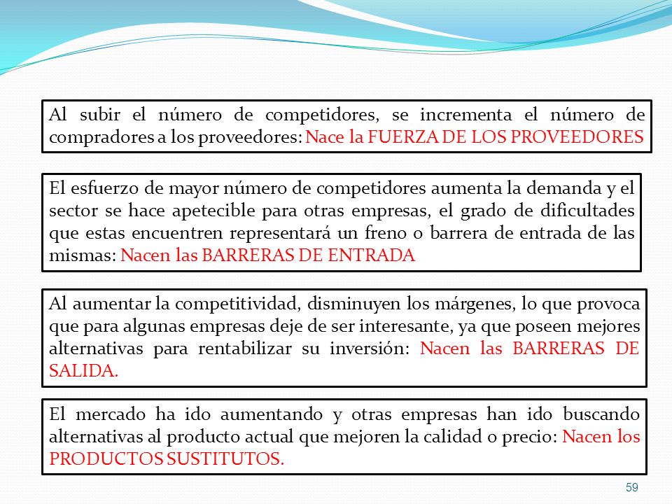 Al subir el número de competidores, se incrementa el número de compradores a los proveedores: Nace la FUERZA DE LOS PROVEEDORES