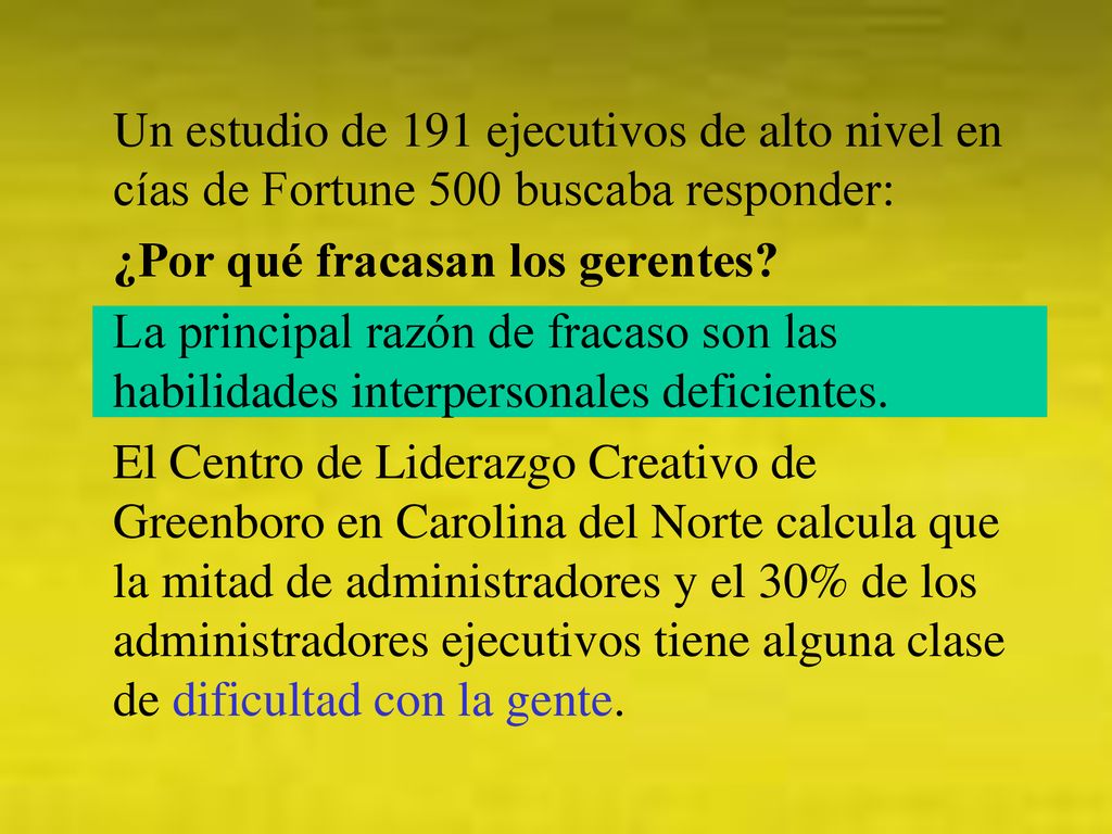 Un estudio de 191 ejecutivos de alto nivel en cías de Fortune 500 buscaba responder:
