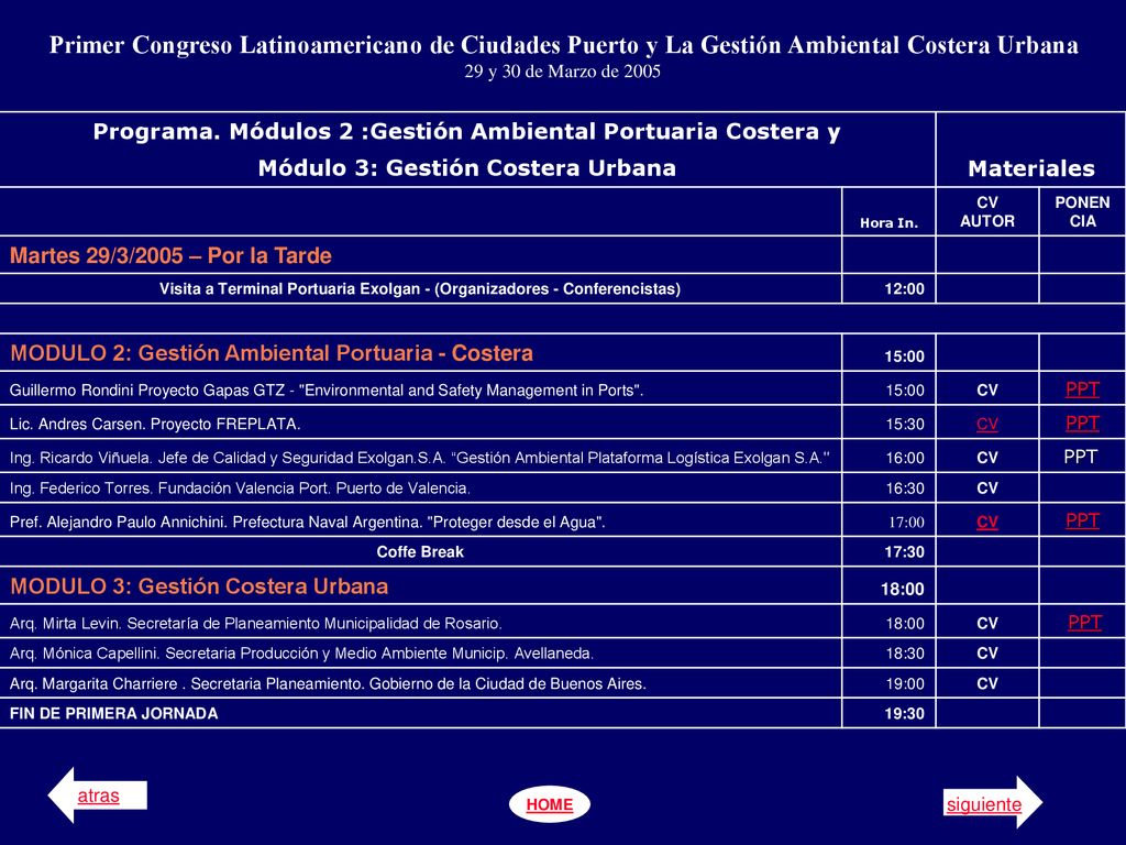 Primer Congreso Latinoamericano de Ciudades Puerto y La Gestión Ambiental Costera Urbana