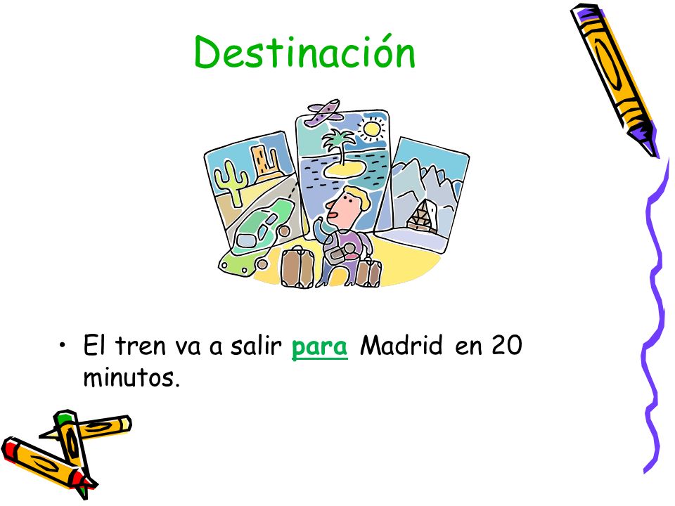 Destinación El tren va a salir para Madrid en 20 minutos.