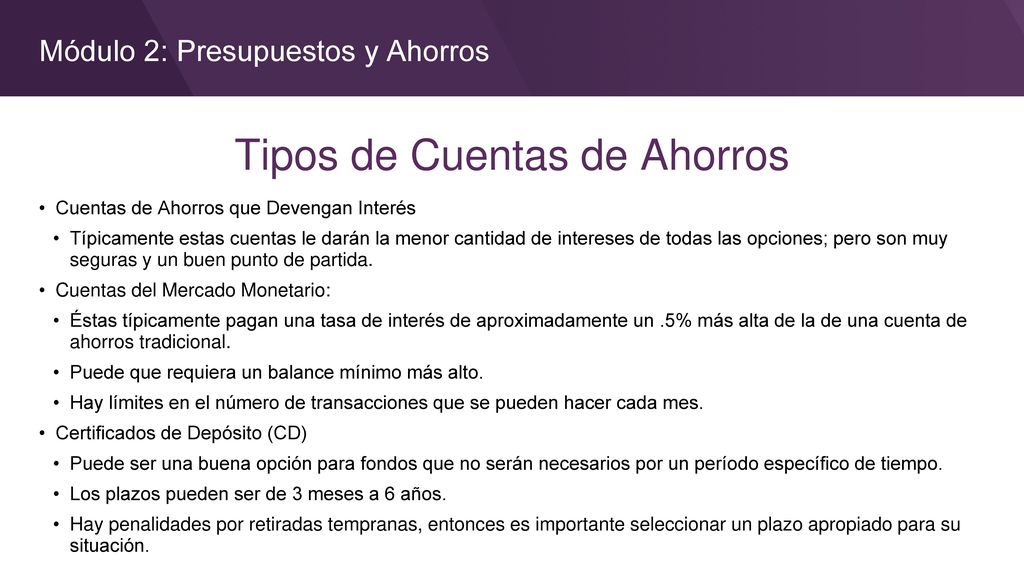 Tipos de Cuentas de Ahorros