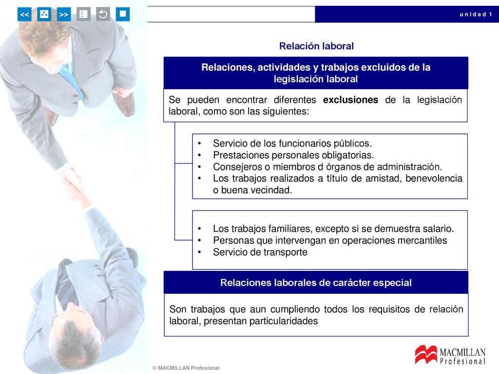 Relaciones, actividades y trabajos excluidos de la legislación laboral