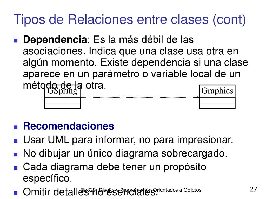 Tipos de Relaciones entre clases (cont)