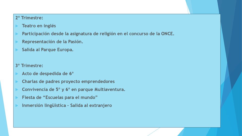 2º Trimestre: Teatro en inglés. Participación desde la asignatura de religión en el concurso de la ONCE.