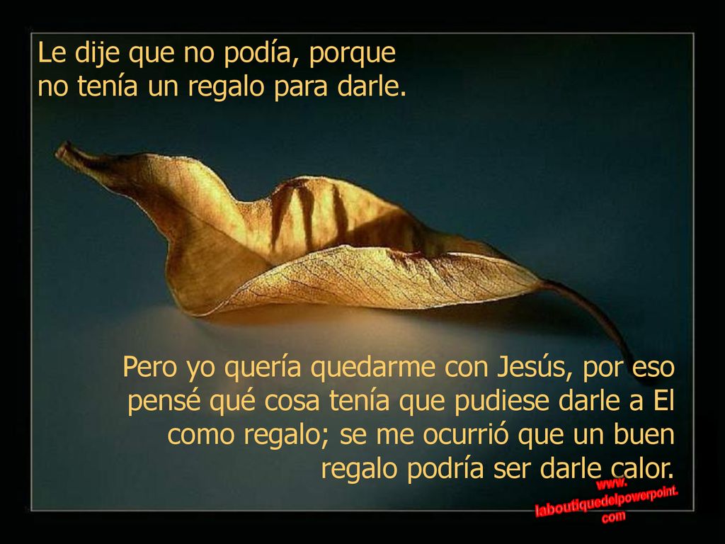 Le dije que no podía, porque no tenía un regalo para darle.