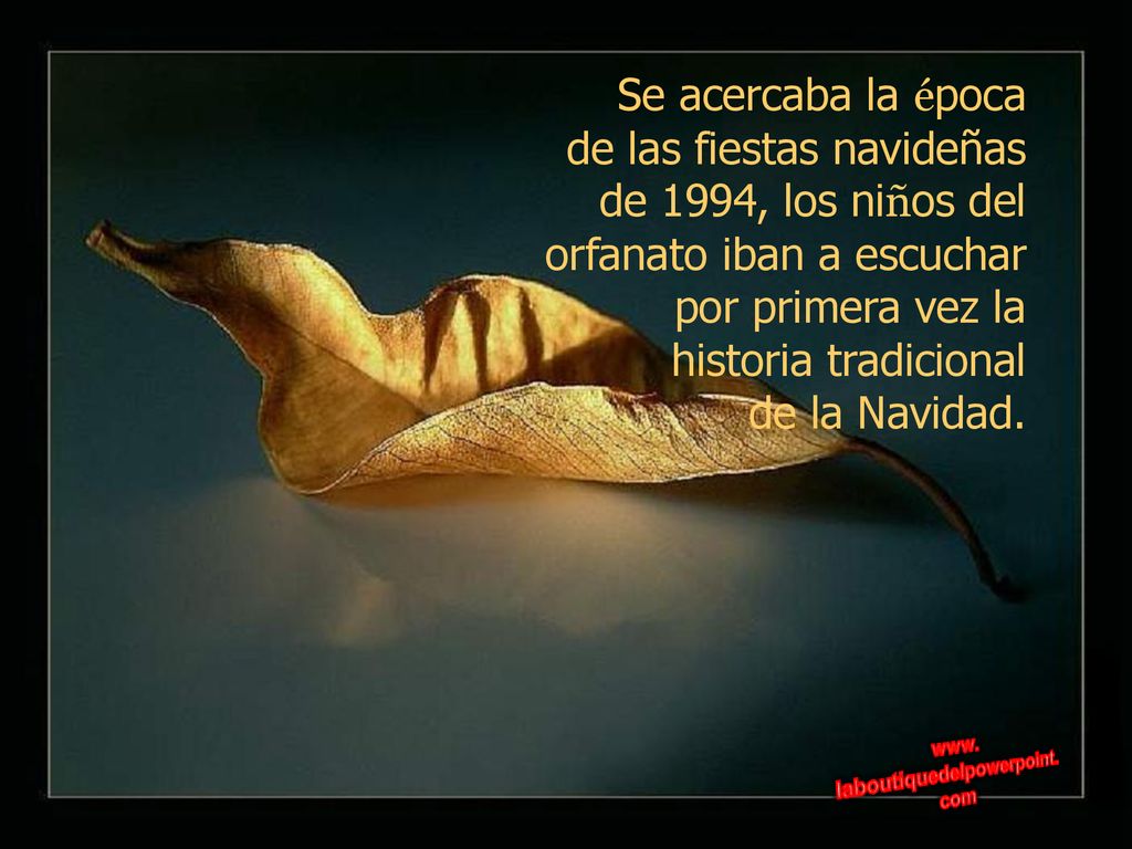 Se acercaba la época de las fiestas navideñas. de 1994, los niños del. orfanato iban a escuchar. por primera vez la.