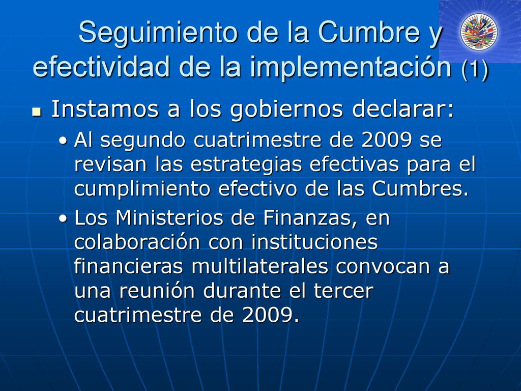 Seguimiento de la Cumbre y efectividad de la implementación (1)
