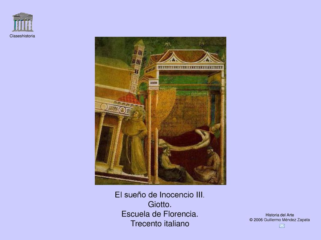 El sueño de Inocencio III. Giotto. Escuela de Florencia.
