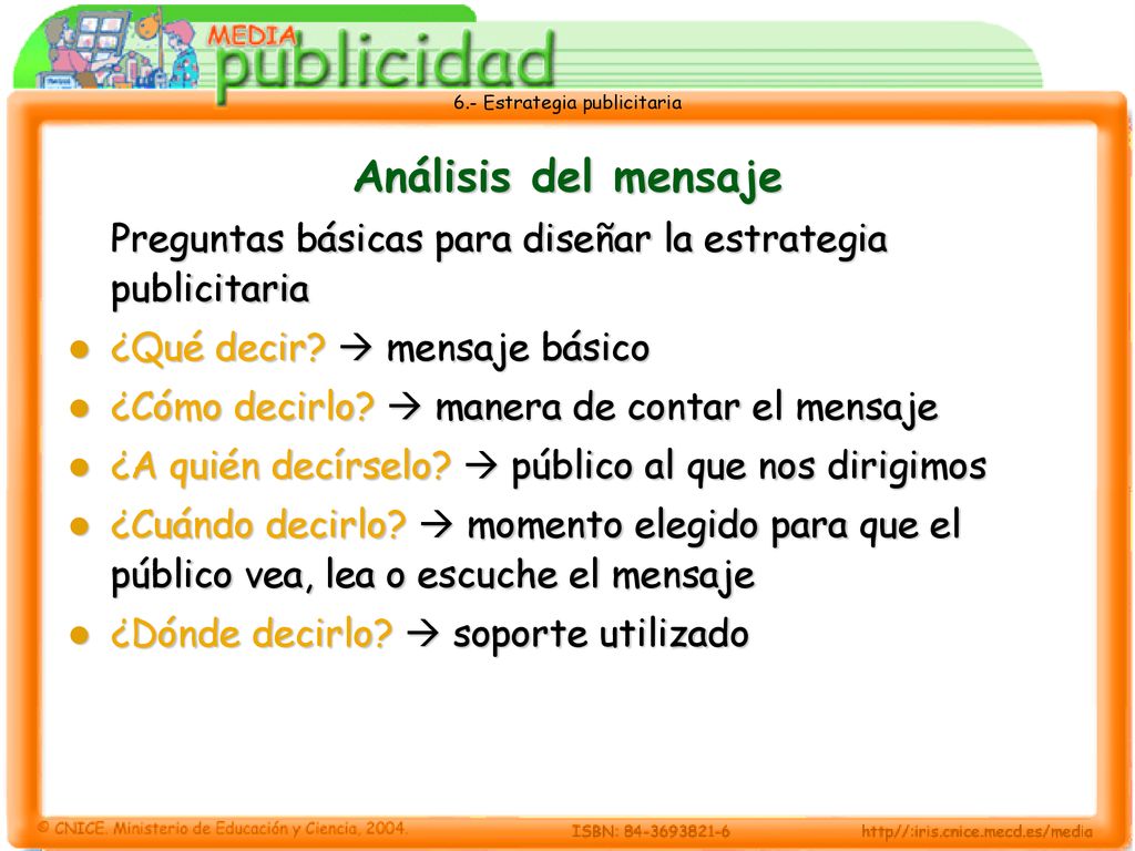 Análisis del mensaje Preguntas básicas para diseñar la estrategia publicitaria. ¿Qué decir  mensaje básico.