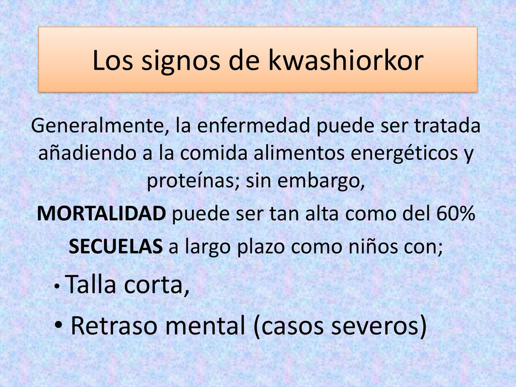 Los signos de kwashiorkor