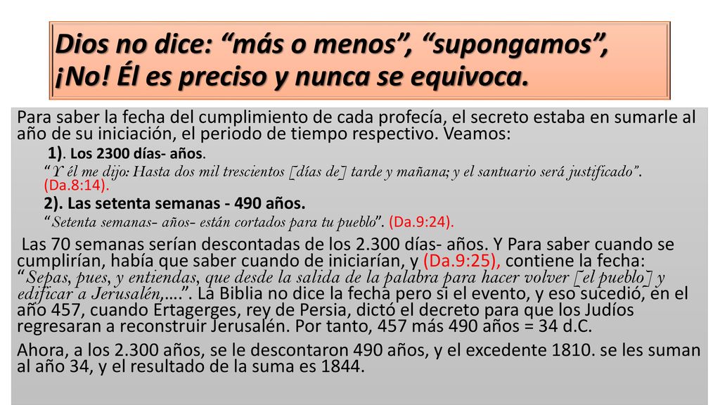 Dios no dice: más o menos , supongamos , ¡No