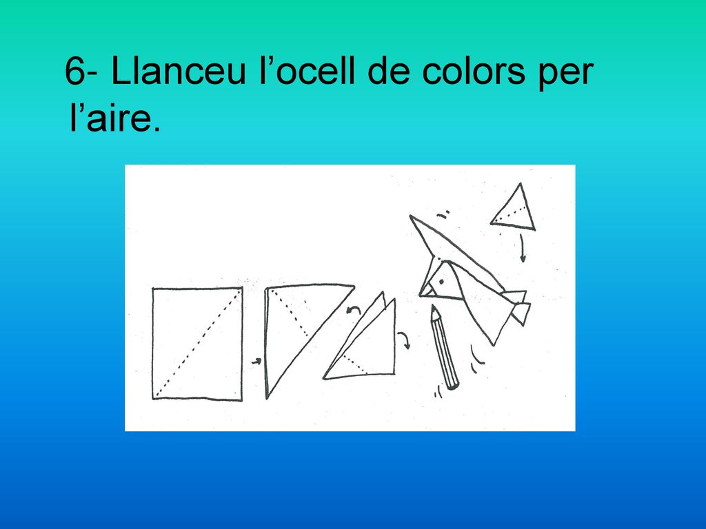 6- Llanceu l’ocell de colors per l’aire.