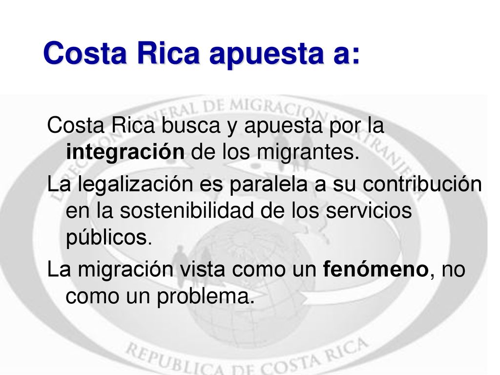 Costa Rica apuesta a: Costa Rica busca y apuesta por la integración de los migrantes.