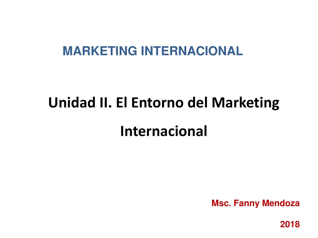 Unidad II. El Entorno del Marketing Internacional