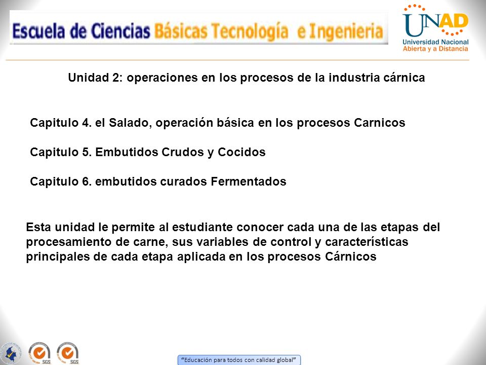 Unidad 2: operaciones en los procesos de la industria cárnica