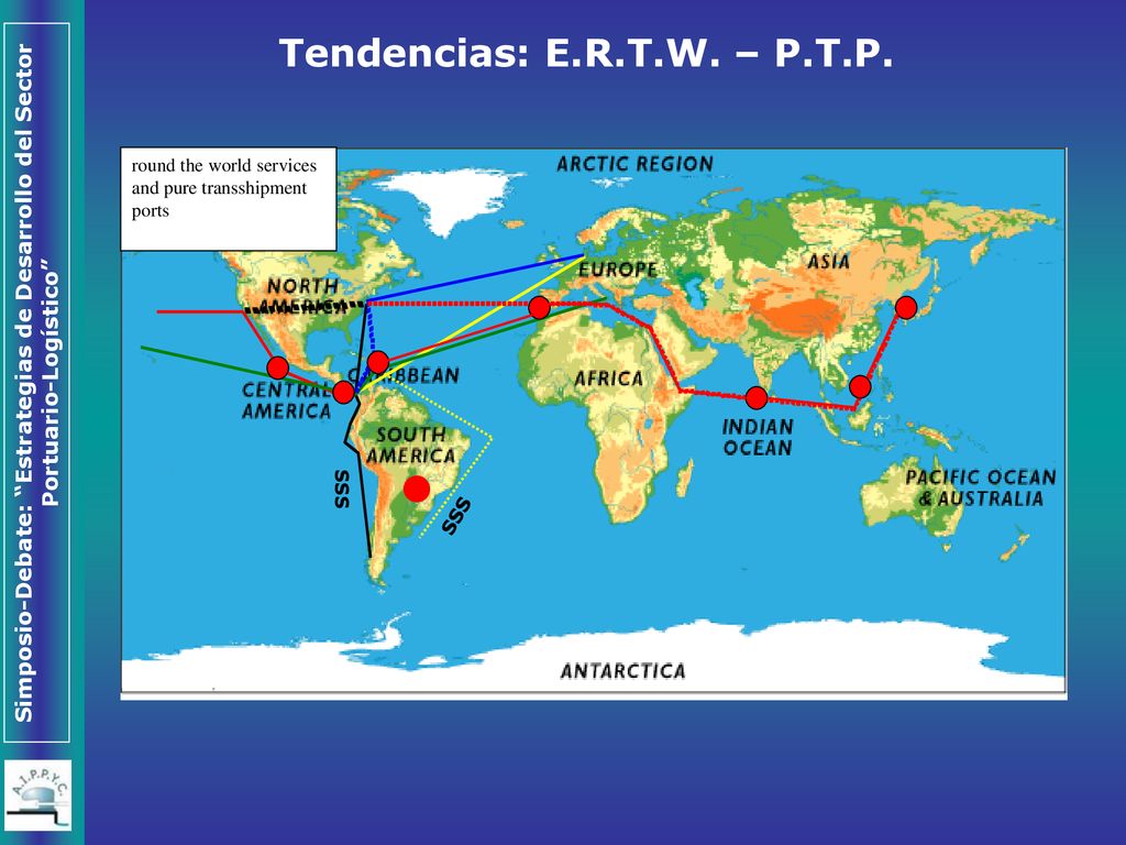 Tendencias: E.R.T.W. – P.T.P. round the world services and pure transshipment ports SSS SSS