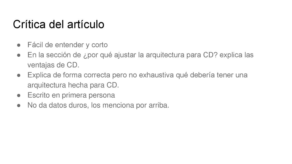 Crítica del artículo Fácil de entender y corto