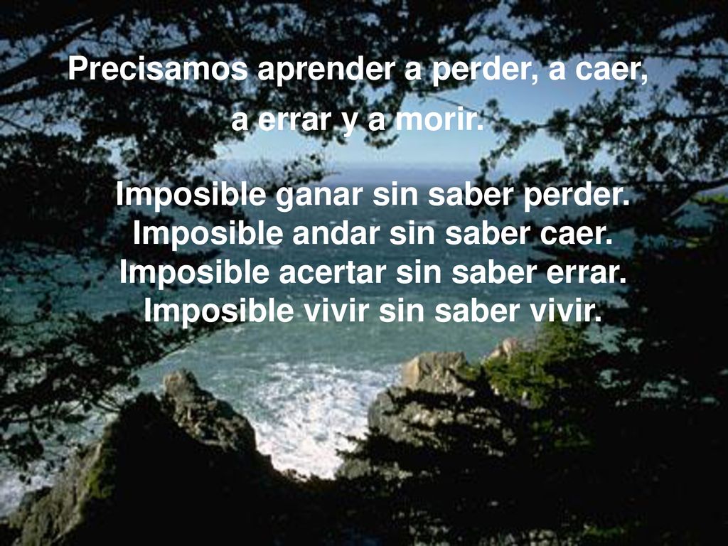 Precisamos aprender a perder, a caer, a errar y a morir.