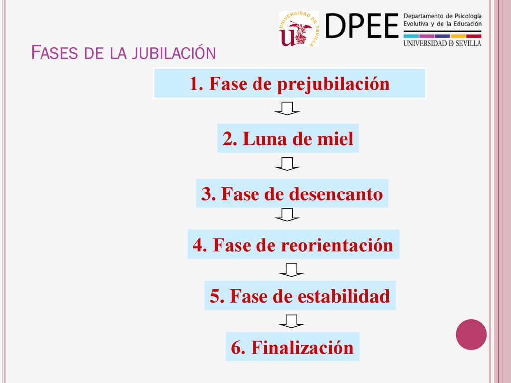 Fases de la jubilación 1. Fase de prejubilación 2. Luna de miel