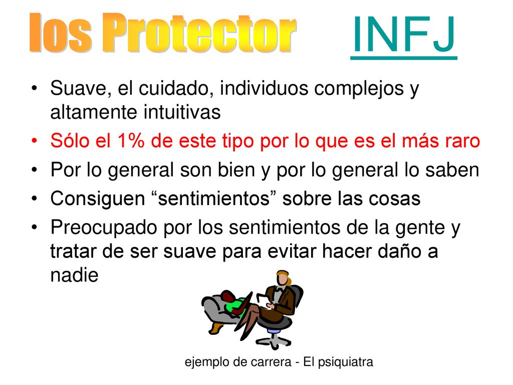 los Protector INFJ Suave, el cuidado, individuos complejos y altamente intuitivas. Sólo el 1% de este tipo por lo que es el más raro.