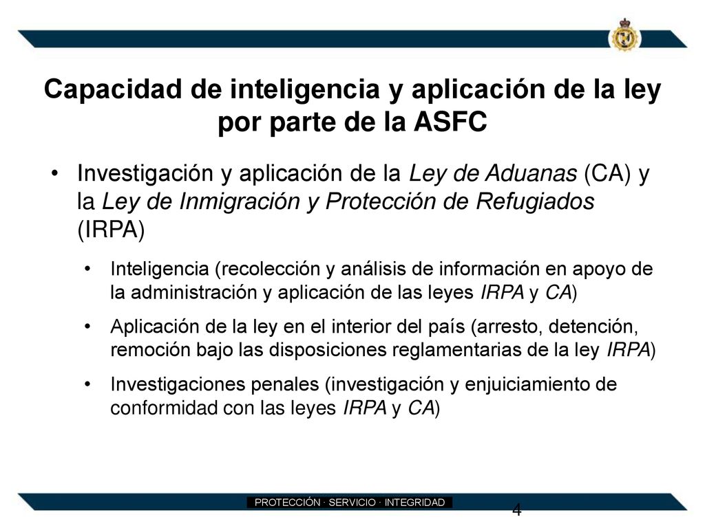 Capacidad de inteligencia y aplicación de la ley por parte de la ASFC