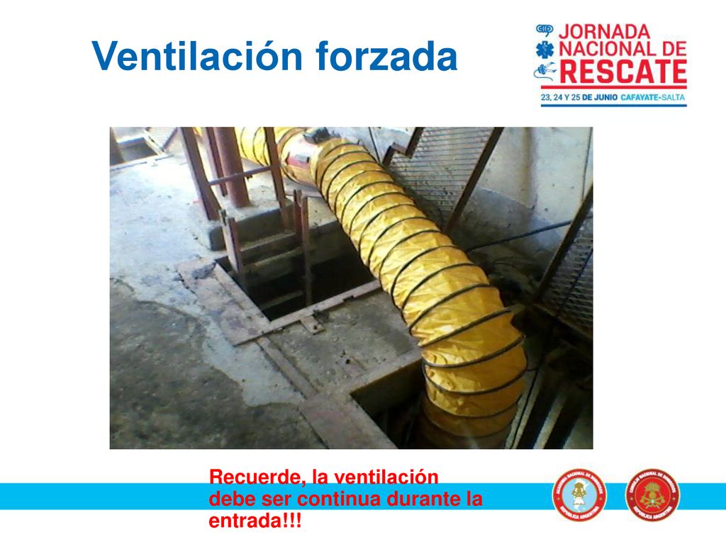 Ventilación forzada Recuerde, la ventilación debe ser continua durante la entrada!!!