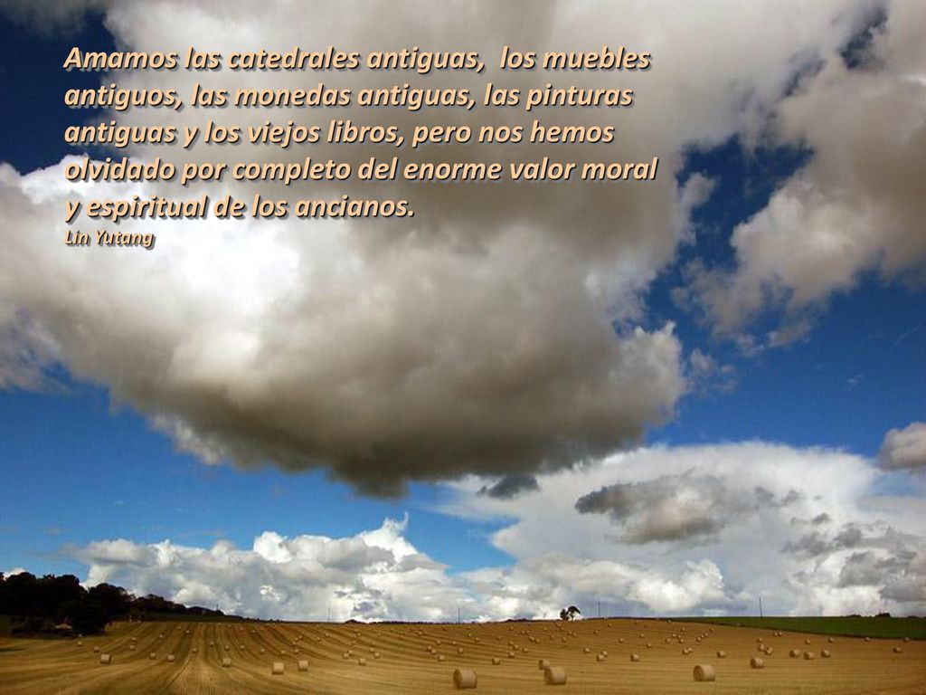 Amamos las catedrales antiguas, los muebles antiguos, las monedas antiguas, las pinturas antiguas y los viejos libros, pero nos hemos olvidado por completo del enorme valor moral y espiritual de los ancianos.