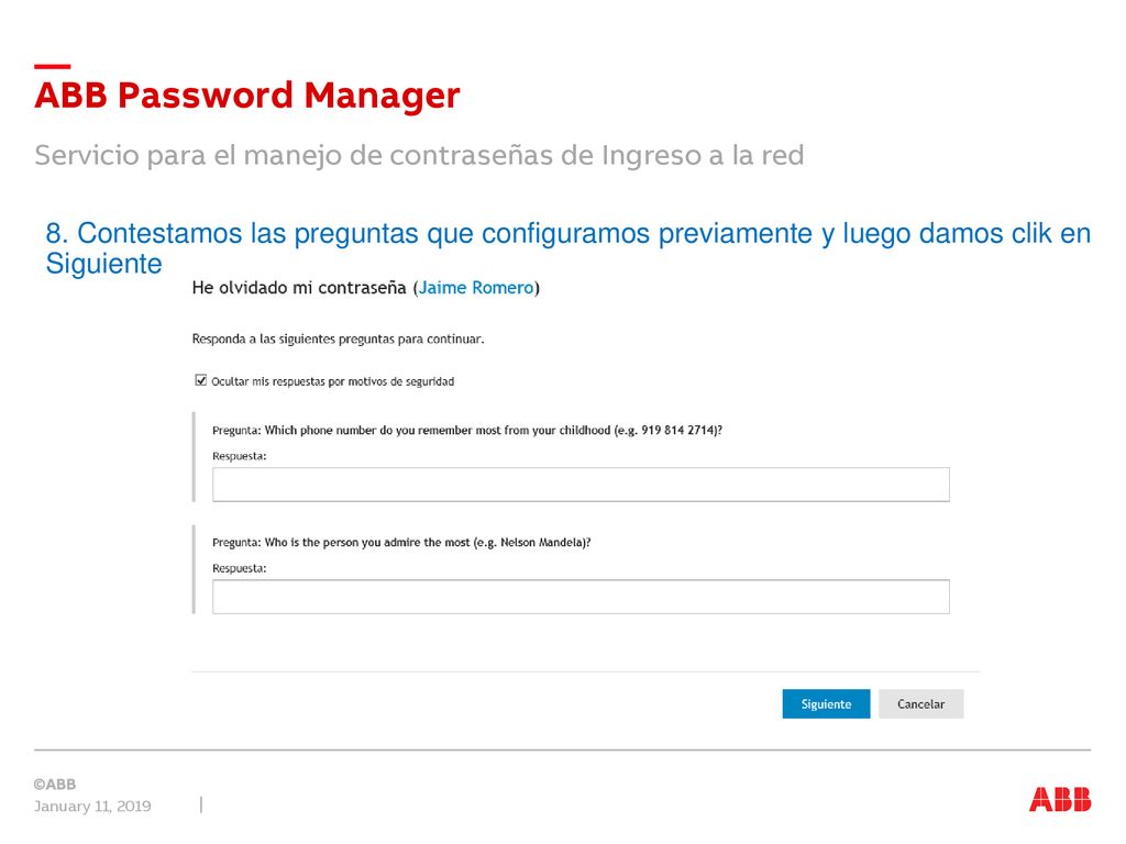 Servicio para el manejo de contraseñas de Ingreso a la red