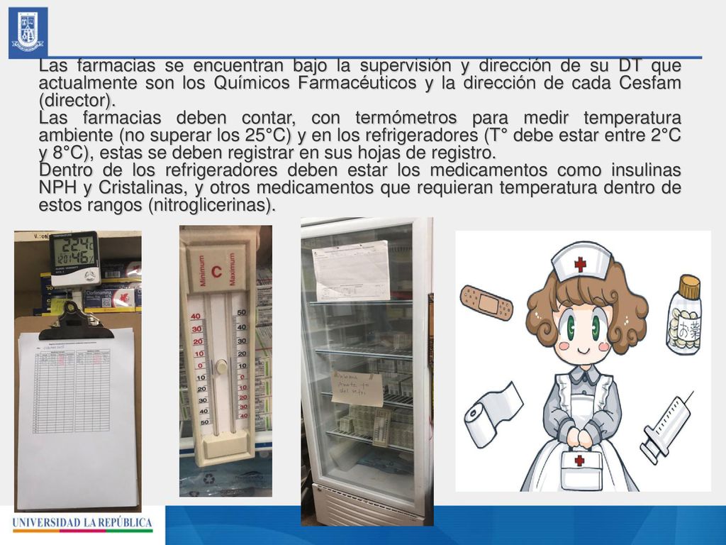 Las farmacias se encuentran bajo la supervisión y dirección de su DT que actualmente son los Químicos Farmacéuticos y la dirección de cada Cesfam (director).