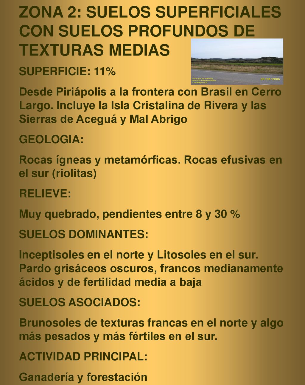 ZONA 2: SUELOS SUPERFICIALES CON SUELOS PROFUNDOS DE TEXTURAS MEDIAS