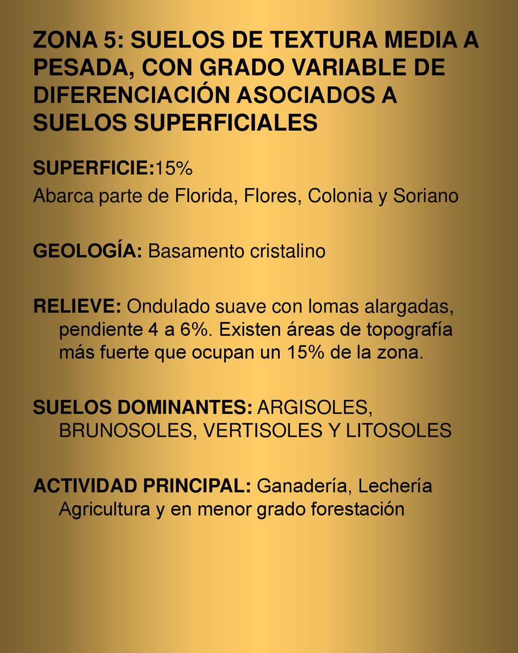 ZONA 5: SUELOS DE TEXTURA MEDIA A PESADA, CON GRADO VARIABLE DE DIFERENCIACIÓN ASOCIADOS A SUELOS SUPERFICIALES