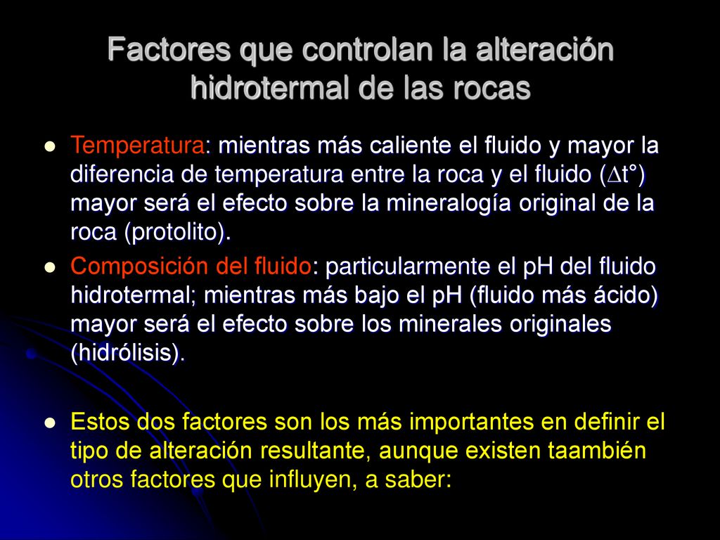 Factores que controlan la alteración hidrotermal de las rocas