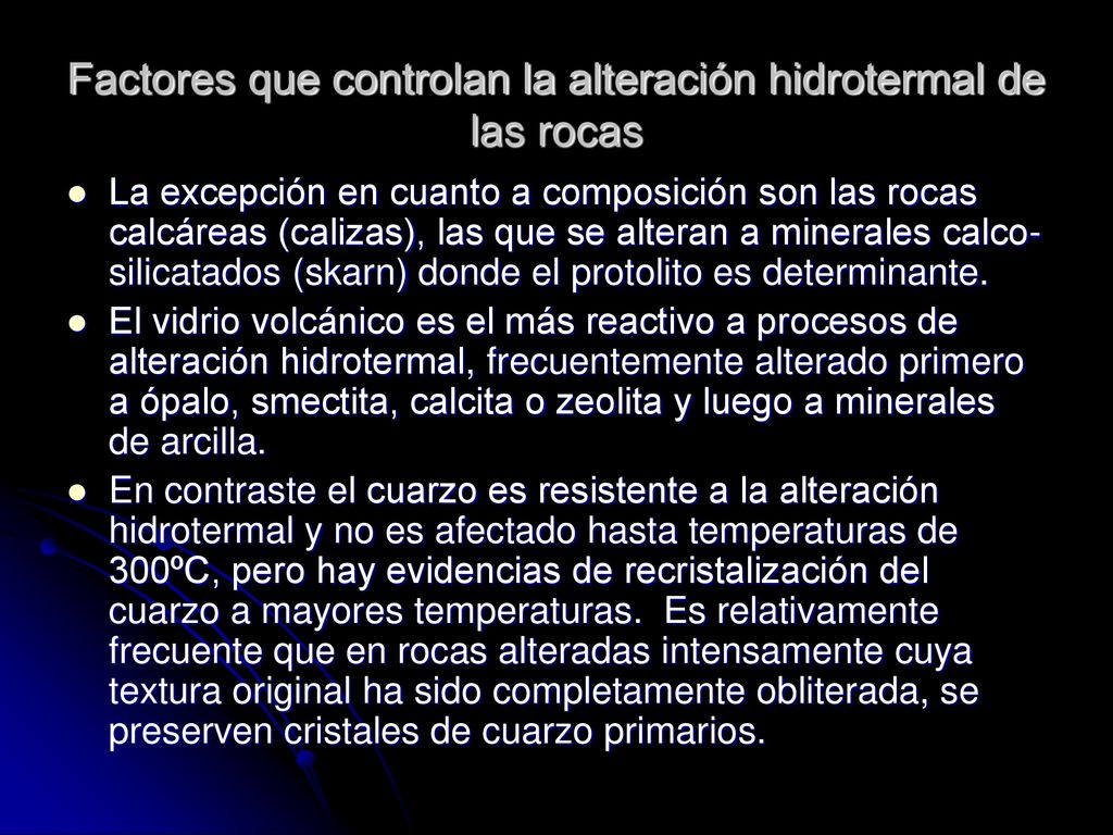 Factores que controlan la alteración hidrotermal de las rocas