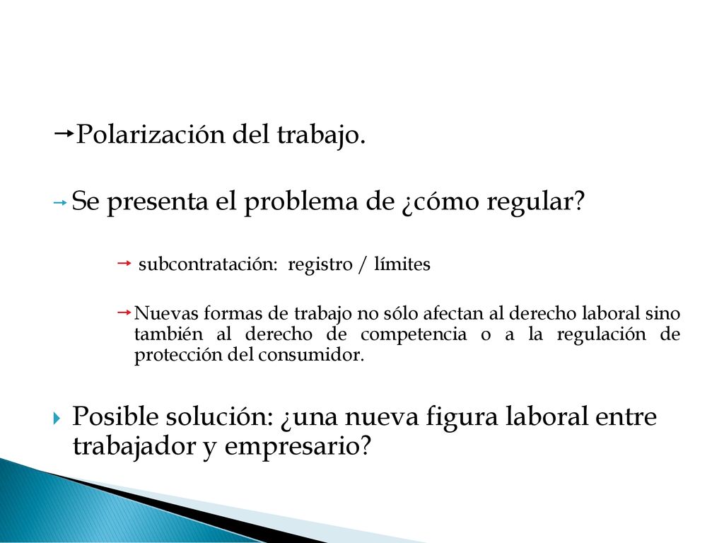 Polarización del trabajo. Se presenta el problema de ¿cómo regular
