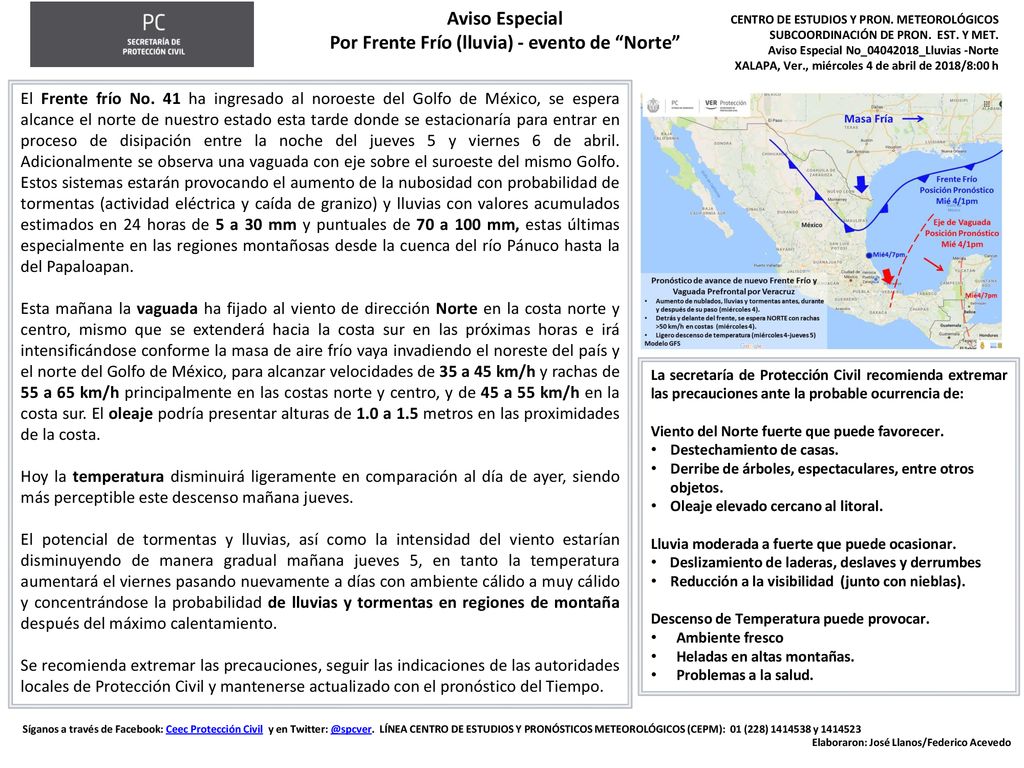 Por Frente Frío (lluvia) - evento de Norte