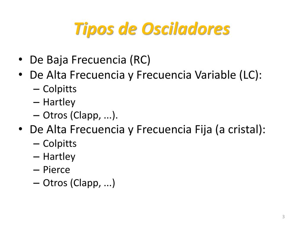 Tipos de Osciladores De Baja Frecuencia (RC)