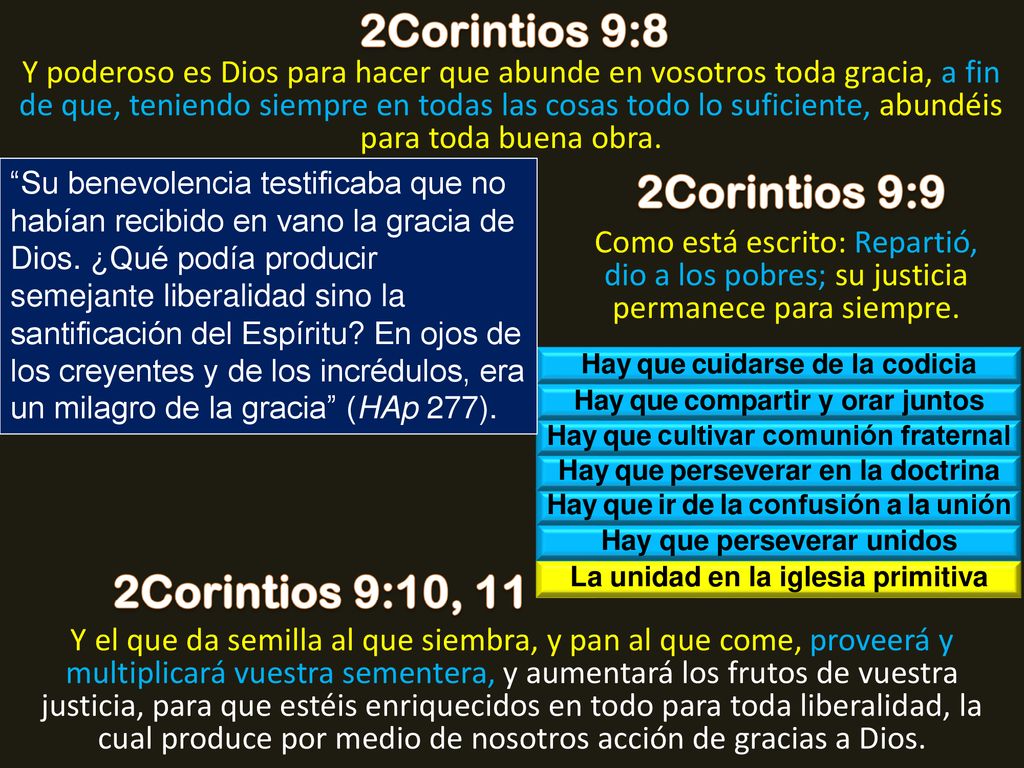 2Corintios 9:8 2Corintios 9:9 2Corintios 9:10, 11