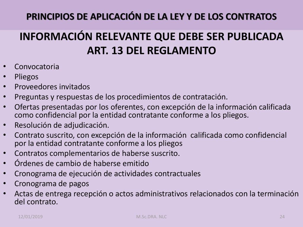 PRINCIPIOS DE APLICACIÓN DE LA LEY Y DE LOS CONTRATOS