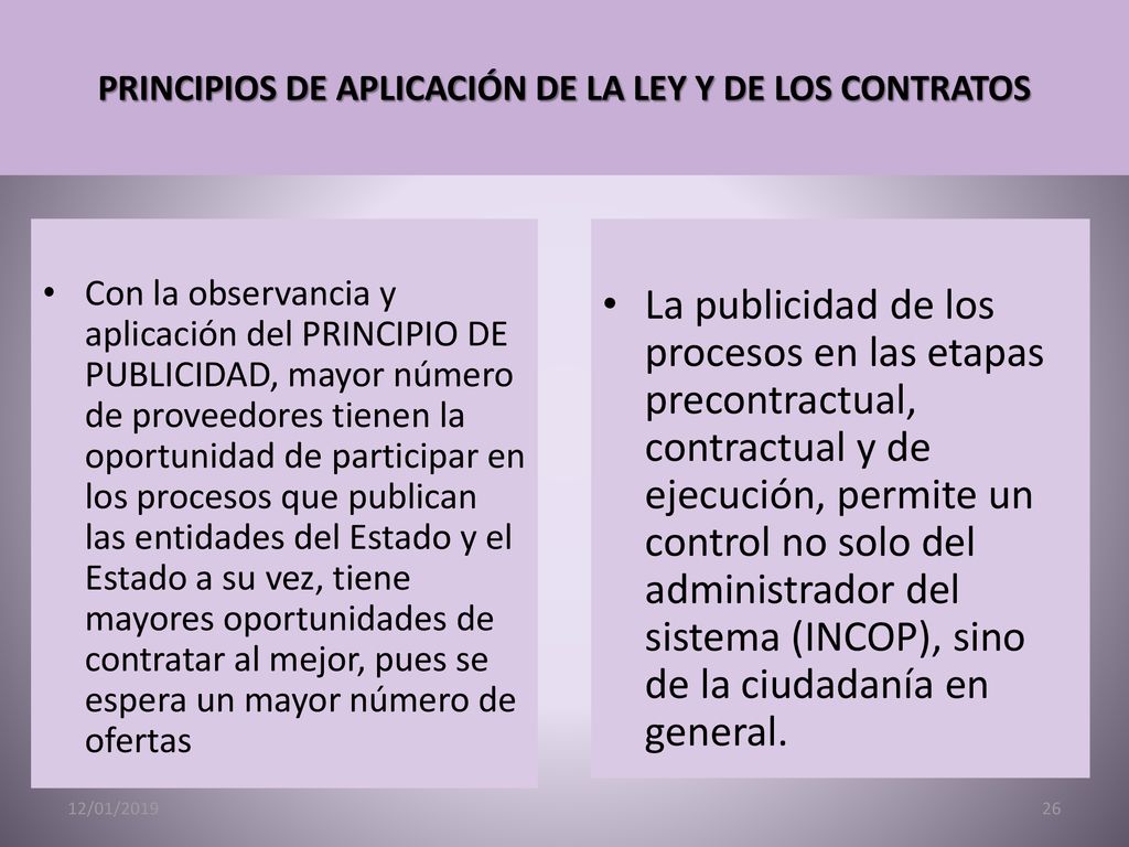 PRINCIPIOS DE APLICACIÓN DE LA LEY Y DE LOS CONTRATOS