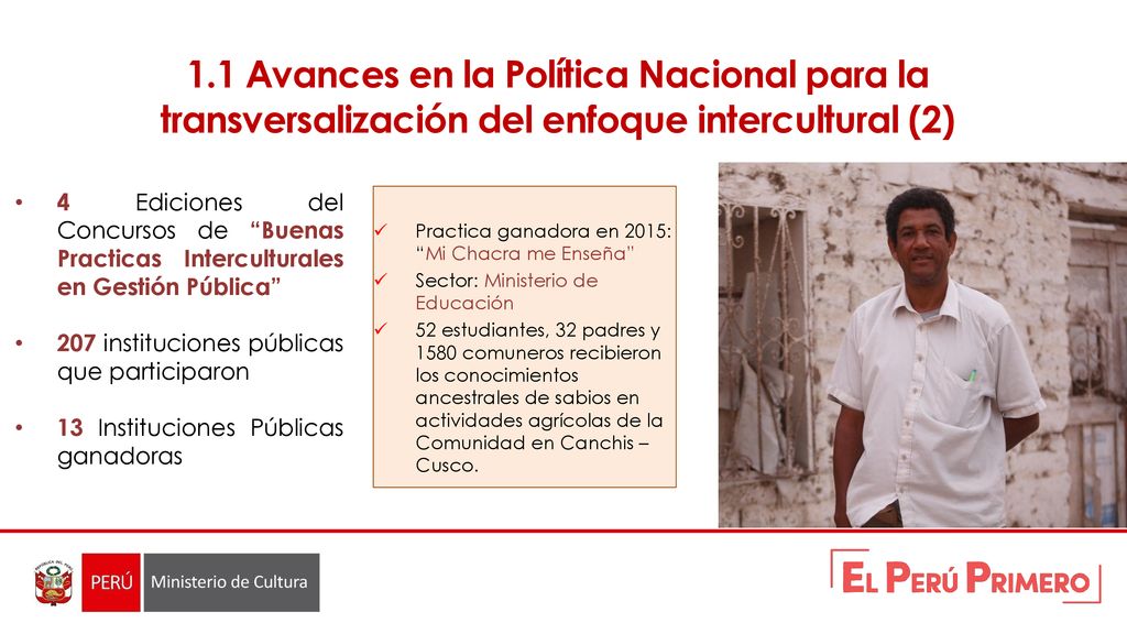 1.1 Avances en la Política Nacional para la transversalización del enfoque intercultural (2)