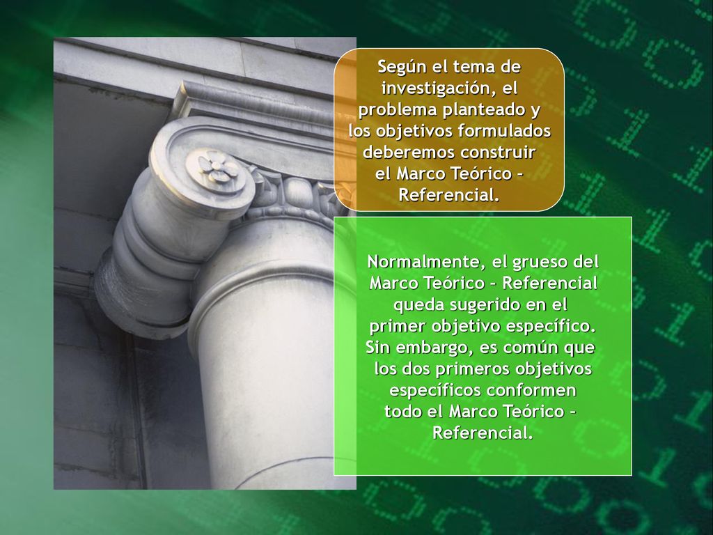 los objetivos formulados deberemos construir el Marco Teórico –