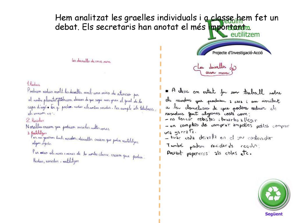 Hem analitzat les graelles individuals i a classe hem fet un