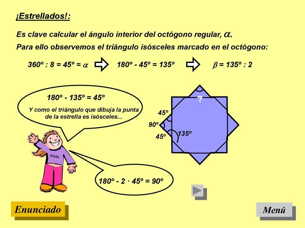 Y como el triángulo que dibuja la punta de la estrella es isósceles...