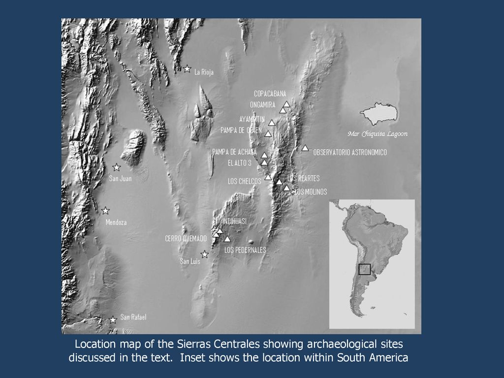 Location map of the Sierras Centrales showing archaeological sites discussed in the text.