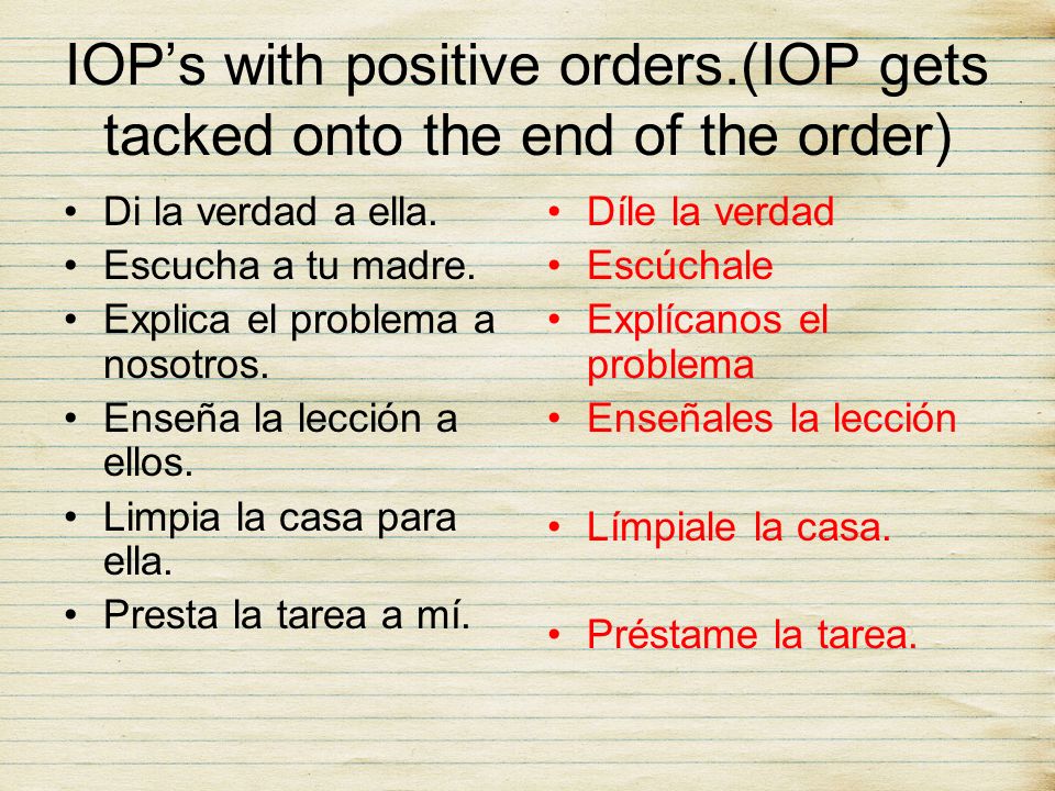 IOP’s with positive orders.(IOP gets tacked onto the end of the order)