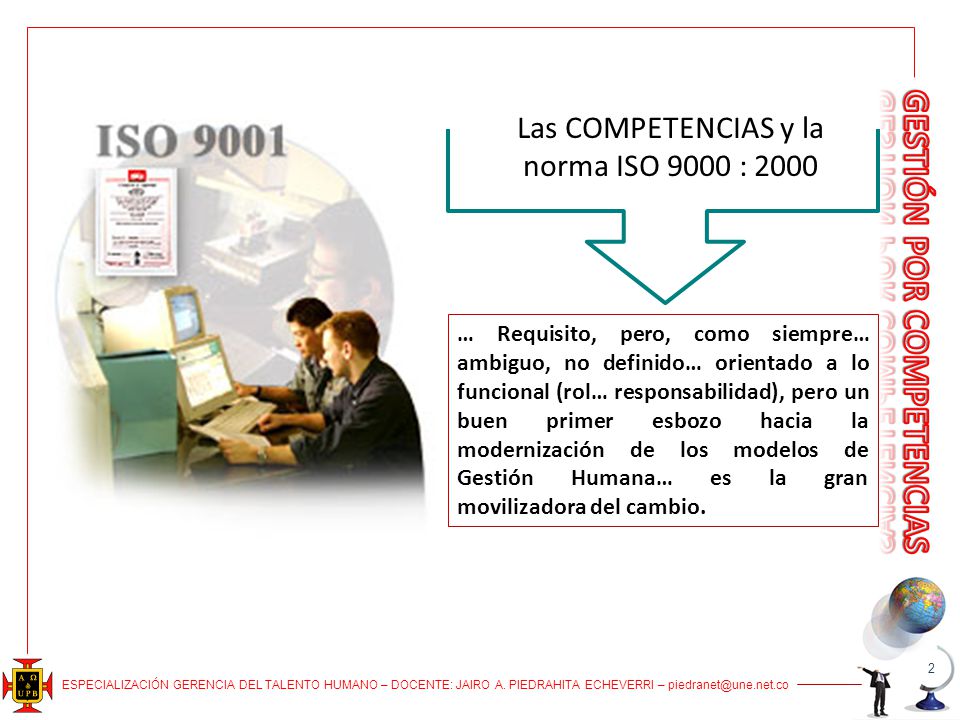 Las COMPETENCIAS y la norma ISO 9000 : 2000